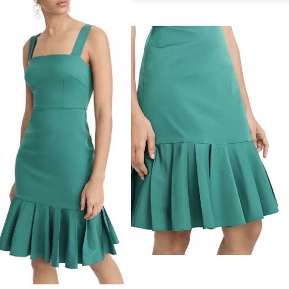 NWT J Crew FLUTED HEM STRETCH FAILLE DRESS IN ALPINE MEADOW Sz 6 K4437 - Picture 5 of 6